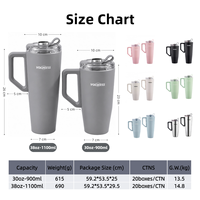 2 Bouteilles d'eau isothermes en acier inoxydable 18/8 sans BPA avec poignée et paille rétractable en Tritan pour le voyage