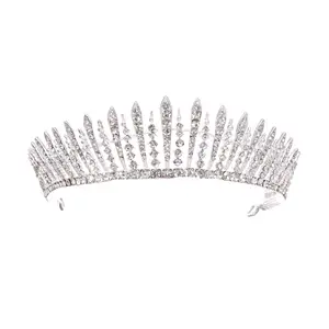 Mahkota berlian imitasi pernikahan pengantin grosir baru 2023 mahkota logam kristal harga murah untuk ratu kecantikan