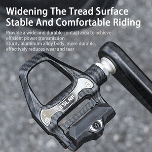 Pédales de vélo de route à motif <span class=keywords><strong>carbone</strong></span> Eslnf, directement de l'usine, plateforme large réglable, pédales de vélo autobloquantes, jeu de cales pour système SPD - Product Image 6