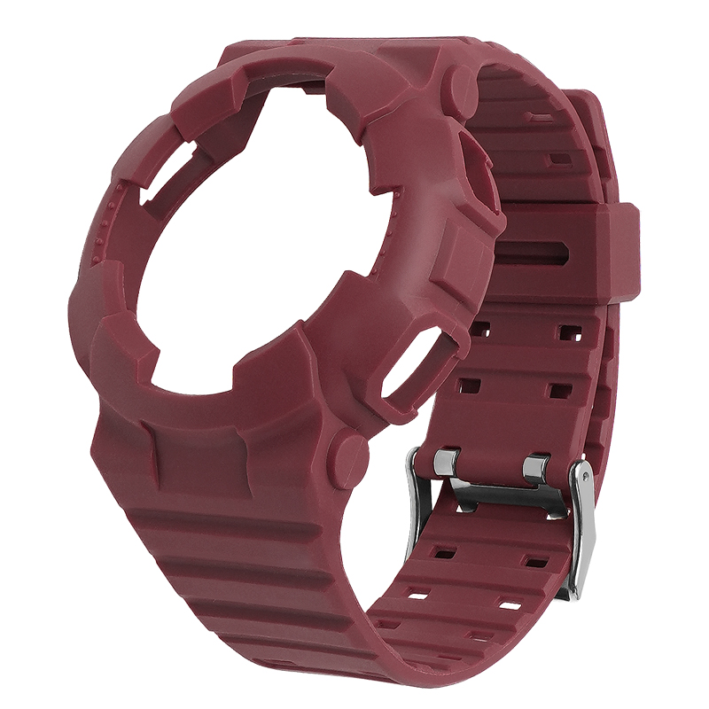 น้ำค้างแข็งสีแดงเข้ม + หัวเข็มขัดเงิน