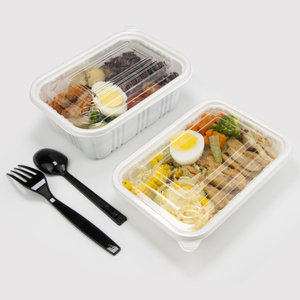 Conteneur alimentaire jetable en PP blanc avec couvercle transparent en PET |   Boîte à emporter sans BPA, résistante aux micro-ondes, anti-fuite, logo personnalisé, OEM - Product Image 1
