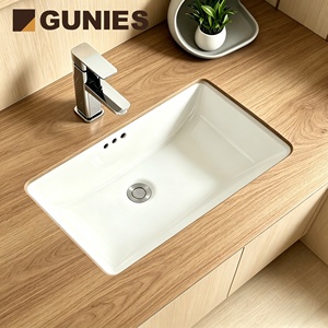 <span class=keywords><strong>Lavabo</strong></span> de Baño Moderno de Gran Tamaño, Pulido, para Instalar <span class=keywords><strong>Bajo</strong></span> <span class=keywords><strong>Encimera</strong></span>, de Cerámica Blanca, con Gabinete - Product Image 2