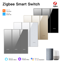 Interruptores de Pared Inteligentes UEMON para el Hogar, con Panel Grande de Vidrio Templado, Botón de Encendido/Apagado, Compatibles con la Aplicación Tuya Zigbee Life, con Cable N+L