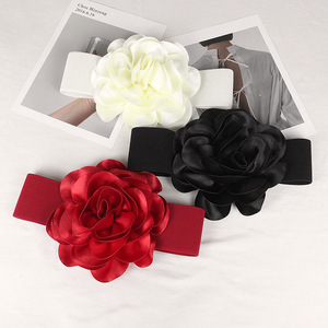 Robe de soirée pour femme <span class=keywords><strong>Corset</strong></span> Waist Handmade Large Fabric Flower Belt for Girls With 8 Colors - Product Image 5