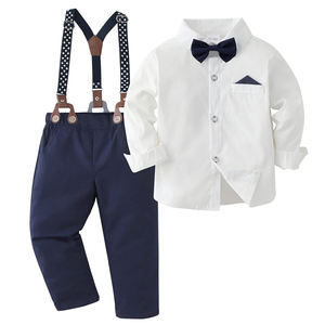 HONGBO nuovo arrivo 2 pezzi set completo bambino primavera autunno abito <span class=keywords><strong>da</strong></span> <span class=keywords><strong>cerimonia</strong></span> per bambini set <span class=keywords><strong>abbigliamento</strong></span> per bambini ragazzo 6-12 mesi con papillon - Product Image 2