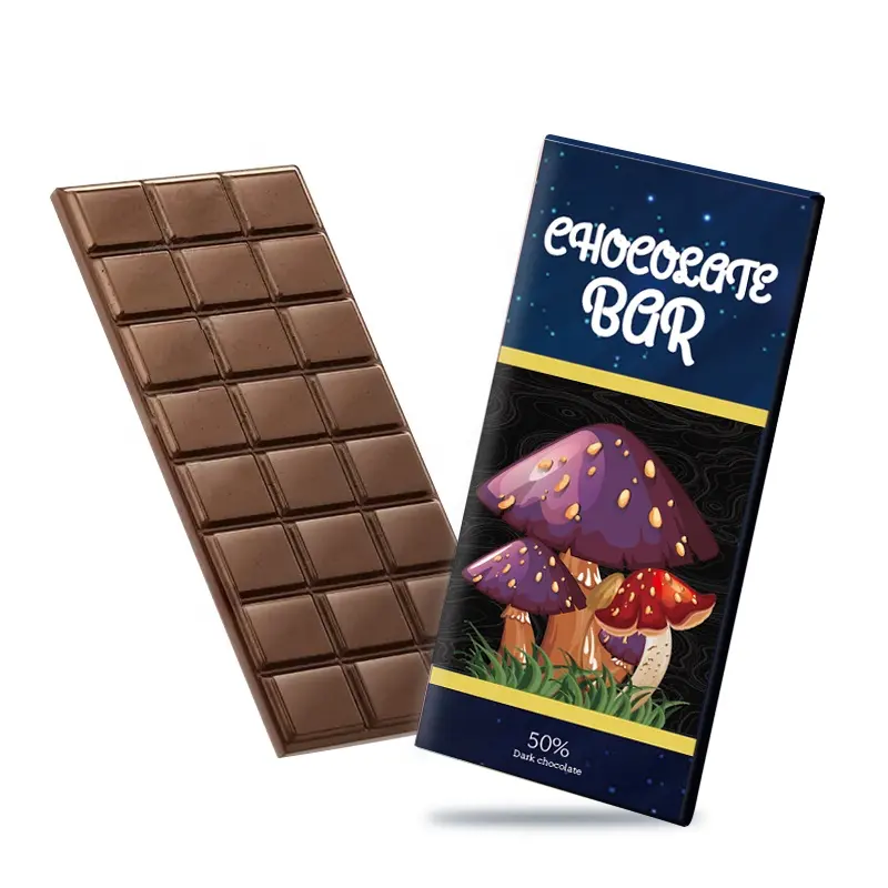 Résistant aux enfants un emballage de chocolat aux champignons comestibles Gummy up emballage de barre de chocolat personnalisé boîte de barre de chocolat holographique