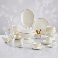 Service de table de luxe en porcelaine fine, motif floral doré, assiettes et bols à dessert en céramique écologiques, cadeaux de mariage minimalistes à thème végétal