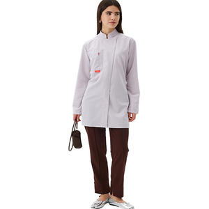Blouse de laboratoire blanche à manches longues personnalisable uniforme de médecin hospitalier avec logo personnalisé soie et Spandex tissé directement à l'usine - Product Image 1