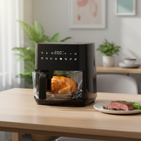 Friteuse à air électrique moderne 4L avec écran couleur intelligent à commande tactile, 8 modes prédéfinis, sans huile, pas de retournement nécessaire, pour camping-car et hôtel