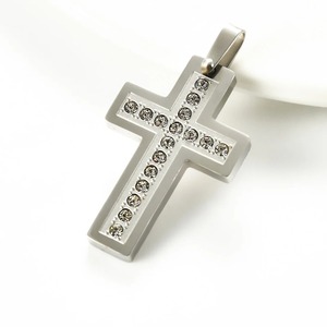 Stainless Steel Zircon <b>Cross</b> <b>Pendant</b> Necklace With Rhinestone <b>Men</b> Women Dainty Jesus Christian Prayer Amulet Charms Jewelry Gift - Product Image 5