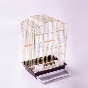 <b>Small</b> Bird Cage With Plastic Tray White Wire Frame Durable Indoor Use Simple Rectangle Design - Product Image 3