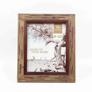 Rustic wooden picture frame, Wooden retro frame, Lighting up your home