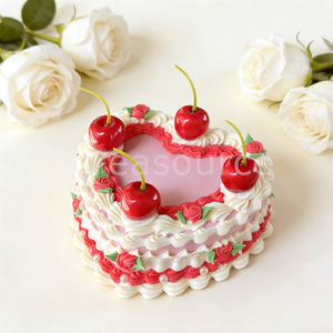 Vintage Heart Shaped Cherry Cake Model Plastic Jewelry <b>Box</b> Eco-Friendly Retro Pink Cream <b>Trinket</b> Storage Cute Kawaii Girls Desk - Product Image 6