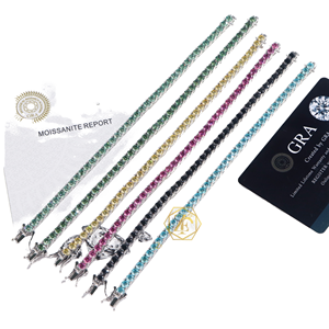 Best Friend Blue Moissanite Tennis Chain Colorful Customized Gold Plated Hip Hop Bracelet Sterling Silver for Girls <b>Men</b> Women - Product Image 1