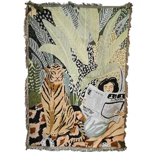 custom jacquard woven blanket woven throw blanket bohemian tapestry wholesale for room decoration