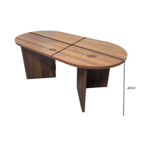 Table basse ovale pliable en bois massif, finition simple et minimaliste moderne, durable, pour salon et réceptions