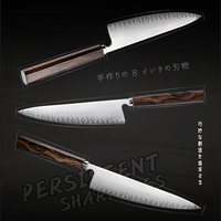 Ensemble de 3 couteaux de cuisine faits à la main en acier inoxydable à haute teneur en carbone Sakimaru Chef Kiritsuke Garasuki couteau avec Ciricote manche en bois