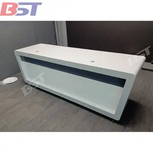 Customize artificial stone 2 people seat broadcast TV news desk table for broadcasting