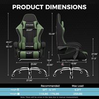 Chaise de jeu réglable en hauteur avec casque d'écoute RVB Chaise de jeu Fauteuil de massage avec siège pivotant à 360 °