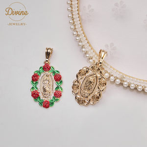 ChinaDivine 14k Plaqué Or Vierge <span class=keywords><strong>Marie</strong></span> Rose Pendentif Simple Cadeau De Mode Coloré Maria Charms Collier Bijoux Religieux - Product Image 4