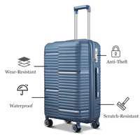 Valise de voyage chic et légère en PP, résistante à l'usure, avec serrure TSA, bagage cabine pour voyages d'affaires en avion, vente en gros
