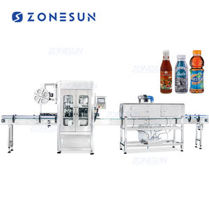 آلة ZONESUN ZS-STB150L الأوتوماتيكية لتغليف وتقليص زجاجات المياه البلاستيكية PVC ووضع الملصقات على علب الأيروسول - Product Image 1