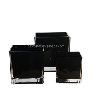 Prezzo all'ingrosso Profumato <span class=keywords><strong>Di</strong></span> Soia Candela <span class=keywords><strong>di</strong></span> Vetro, Riciclata Quadrato Nero Candela vaso - Product Image 1