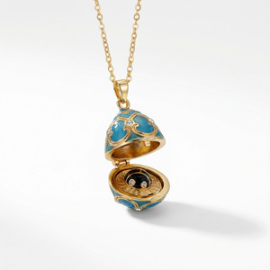 Collar con <span class=keywords><strong>Colgante</strong></span> de Corazón y Medallón de <span class=keywords><strong>Huevo</strong></span> Estilo Fabergé de Latón, Joyería Esmaltada para Mujer, Regalo para el Día de la Madre - Product Image 5