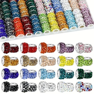 100pcs Large Hole European Beads - Watercolor Resin Rondelle Beads, 14mm, For DIY Jewelry Making, Bracelets, Necklaces