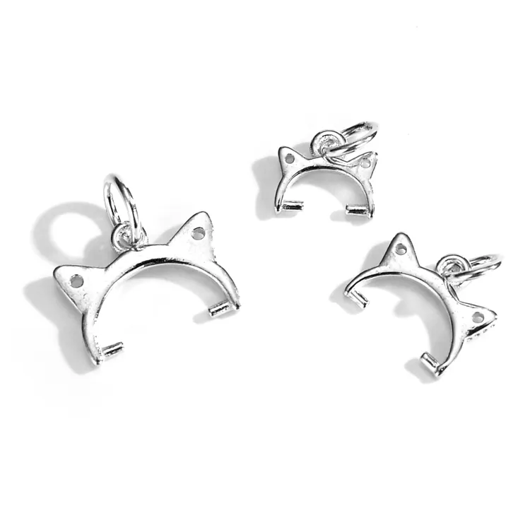 DIY bijoux en argent sterling chat oreille pince pince boucle S925 en argent sterling gilet vide look bijoux accessoires