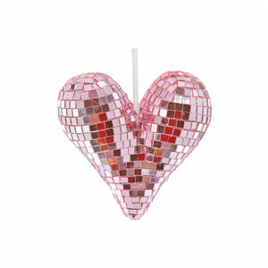 Luxus-Rosen-Pink-Herzförmiger reflektierender hängender Licht-Disco-Glasspiegel-Ball mit Ketten-Dekorationen für Party - Product Image 1
