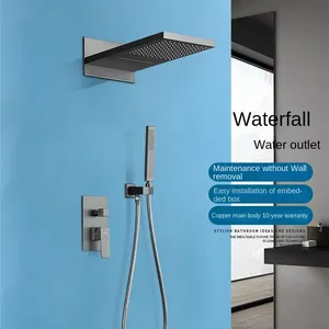 Hot Sale CUPC Brass Rainfall Concealed Hot And Cold Shower Faucet gun metal 2-Function Shower Set