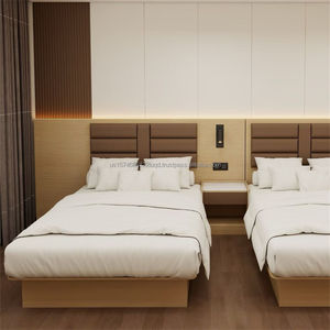 Juego de Muebles de Dormitorio Económico y Moderno para Hotel de 3 Estrellas, Cama King Size de Madera con Mesitas de Noche, Armario y Minibar para Habitación Completa - Product Image 1