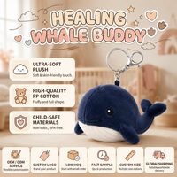 Porte-clés en peluche baleine personnalisé, mignon dessin animé, animal marin en peluche, pour cadeau de vacances, décoration intérieure, faible MOQ, OEM, ODM