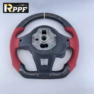 Volant en fibre de carbone Rppf à succès pour <span class=keywords><strong>Alfa</strong></span> <span class=keywords><strong>Romeo</strong></span> <span class=keywords><strong>Giulia</strong></span> <span class=keywords><strong>2017</strong></span>, cuir perforé rouge, personnalisation - Product Image 3