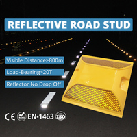 Marqueur de chaussée en plastique ABS jaune réfléchissant pour rue, résistant aux UV et à longue durée de vie, type œil de chat