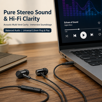Écouteurs intra-auriculaires stéréo WISDOMUP EJ-54 3,5 mm, audio de précision et confort ergonomique