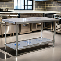 Table de travail mobile multifonction en acier inoxydable, plan de préparation roulant pour cuisine commerciale