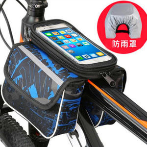 Bolsa para teléfono para bicicleta, impermeable, para sillín delantero, con bolsillo con cremallera, camuflaje, azul, unisex - Product Image 5