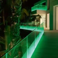 Balustrade en verre trempé pour balcon d'appartement extérieur, systèmes de garde-corps en aluminium à canal en U avec éclairage LED