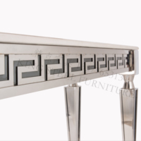 Tables d'entrée italiennes en métal argenté avec cadre en acier Table console Tables console en marbre de luxe Meubles de salon modernes