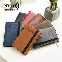 Porte-passeport couverture portefeuille RFID bloquant étui à cartes en cuir organisateur de documents de voyage