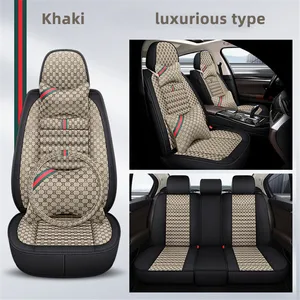 ZPARTNERS New Seamless All-inclusive Cushion Applicable For Sagitar Solid Waist Leather Linen Car Seat Cover