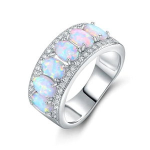Oval <b>Opal</b> Color Design <b>Ring</b> Elegant Style Finger <b>Ring</b> for Women - Product Image 1