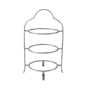 Soporte de 3 Niveles para Platos de Comida, Moderno, Ecológico, Reciclable, de Metal Plateado/Dorado, para Servir Té de la Tarde, Exhibidor de Pasteles - Product Image 1
