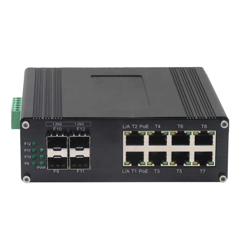 Industrial 8 Port Gigabit Ethernet WEB Managed Switch 4 X SFP 8 X GE PoE Network Switch CCTV Networking
