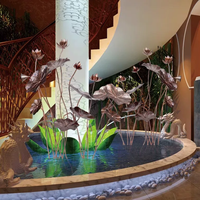 Escultura de Loto de Acero Inoxidable 304 Pulido a Espejo Personalizada, Instalación de Arte Floral Metálico Moderno para Vestíbulo de Hotel y Proyectos de Villas