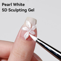 BORN PRETTY Gel de modelage 3D haute brillance 5ml, non collant, blanc nacré, gel de sculpture 5D pour la sculpture florale en relief pour le nail art
