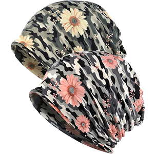 Topi Beanie Wanita untuk Kemoterapi, Syal <span class=keywords><strong>Infinity</strong></span> Elastis, Penutup Kepala, Topi Kanker (Motif Garis) Kancing Jacquard - Product Image 1