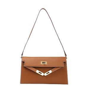 Sac à bandoulière en cuir véritable pour femme avec fermeture à cadenas, mode automne, bandoulière simple, motif croisé, autre type - Product Image 5